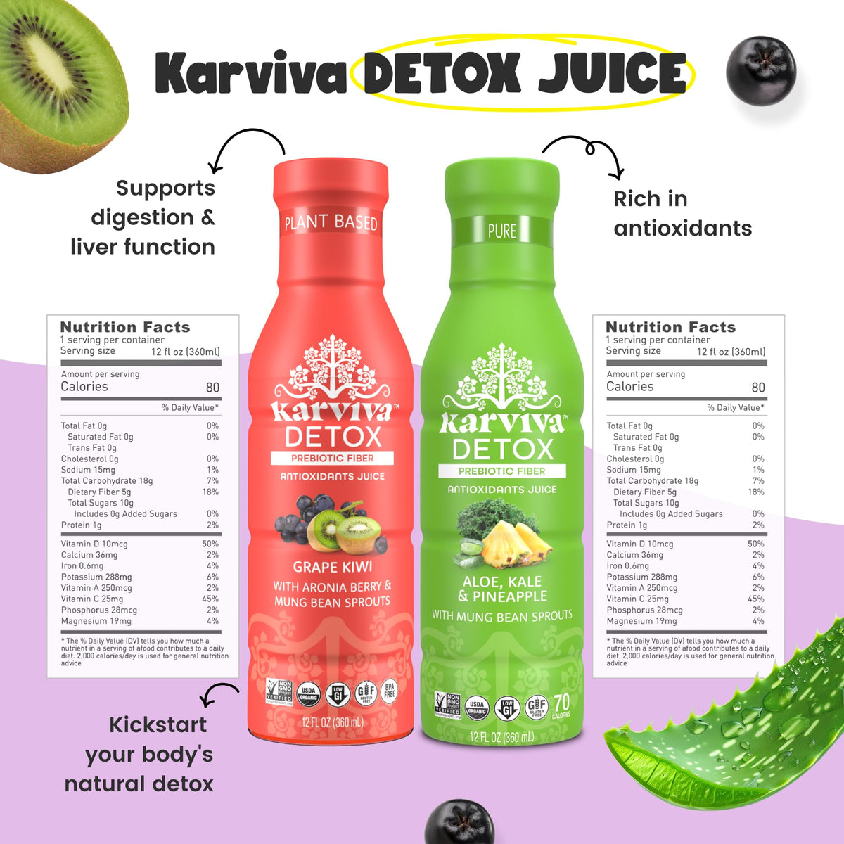 Karviva BPA-free bottle on shelf-stable display for convenient on-the-go refreshment