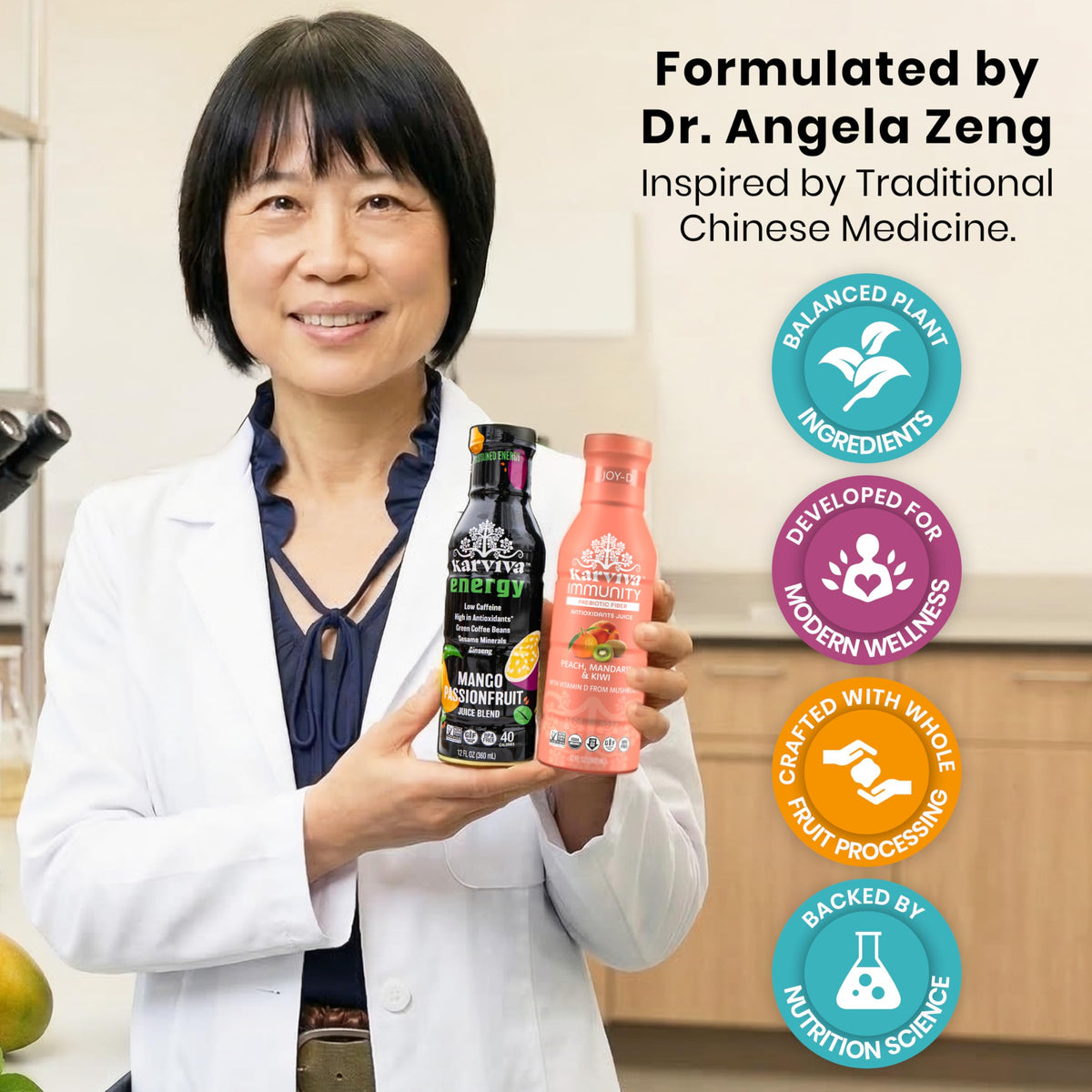 KARVIVA Energy bottle ginseng-fruit promoting sustained focus and gentle vigor.