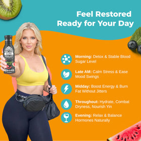 Karviva Energy Juice bottle with midday fuel for focus without jitters