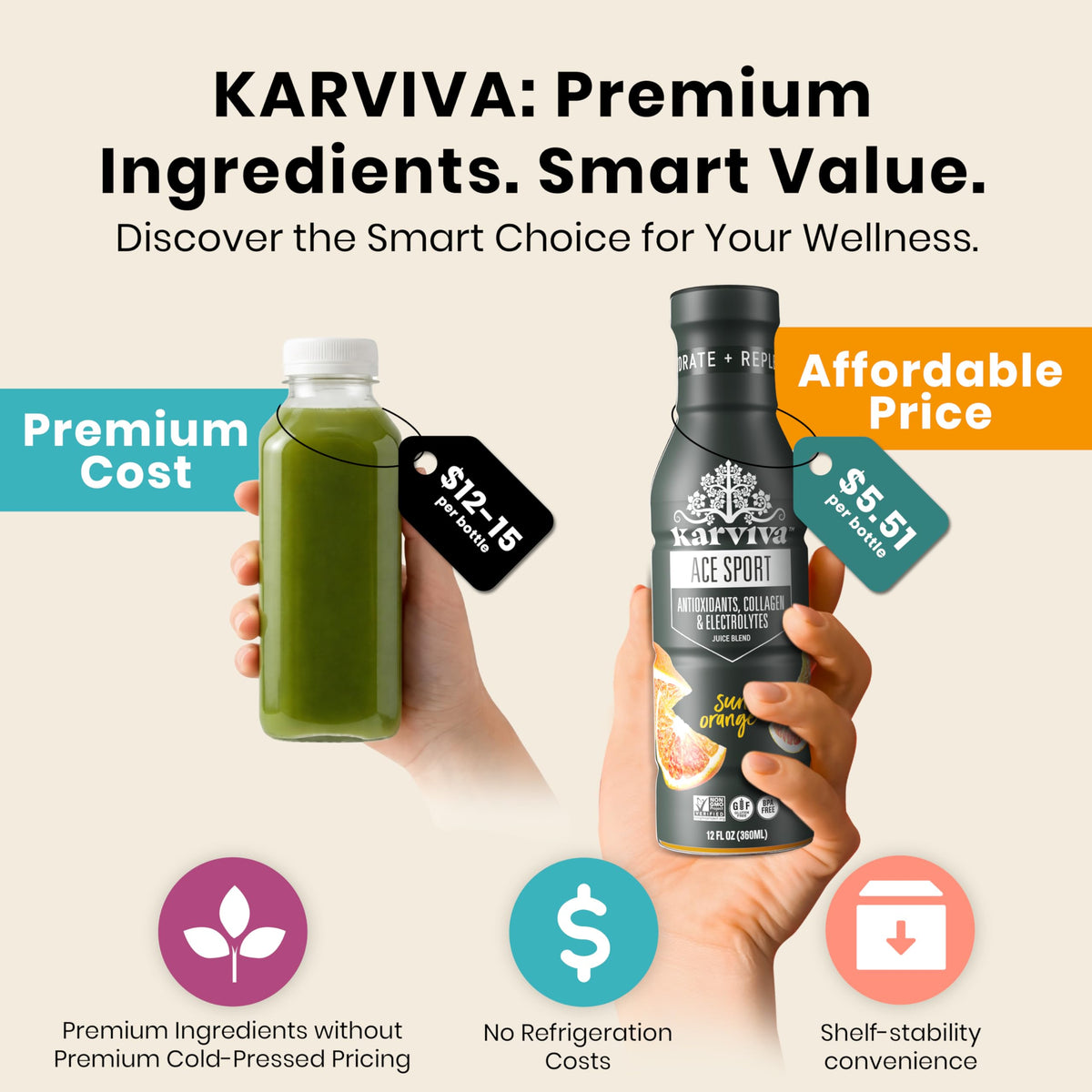 Karviva Cherry Pomegranate bottle blends flavor and immunity-friendly antioxidants.