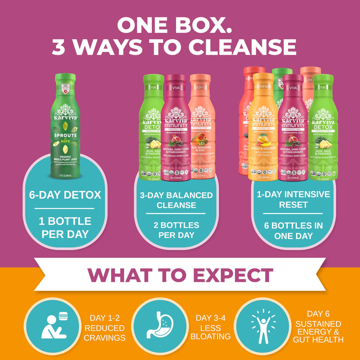 Karviva Juice Cleanse bottle label closeup shows USDA Organic ingredients
