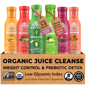Karviva Juice Cleanse front view with six bottles for flexible daily plans