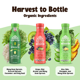 Karviva juice set displayed on a shelf for daily routine variety.