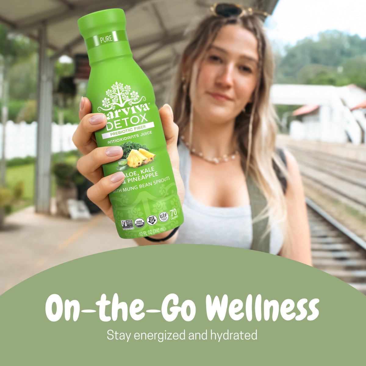 Karviva Kiwi-berry green juice delivers fruity freshness with a low-sugar profile.
