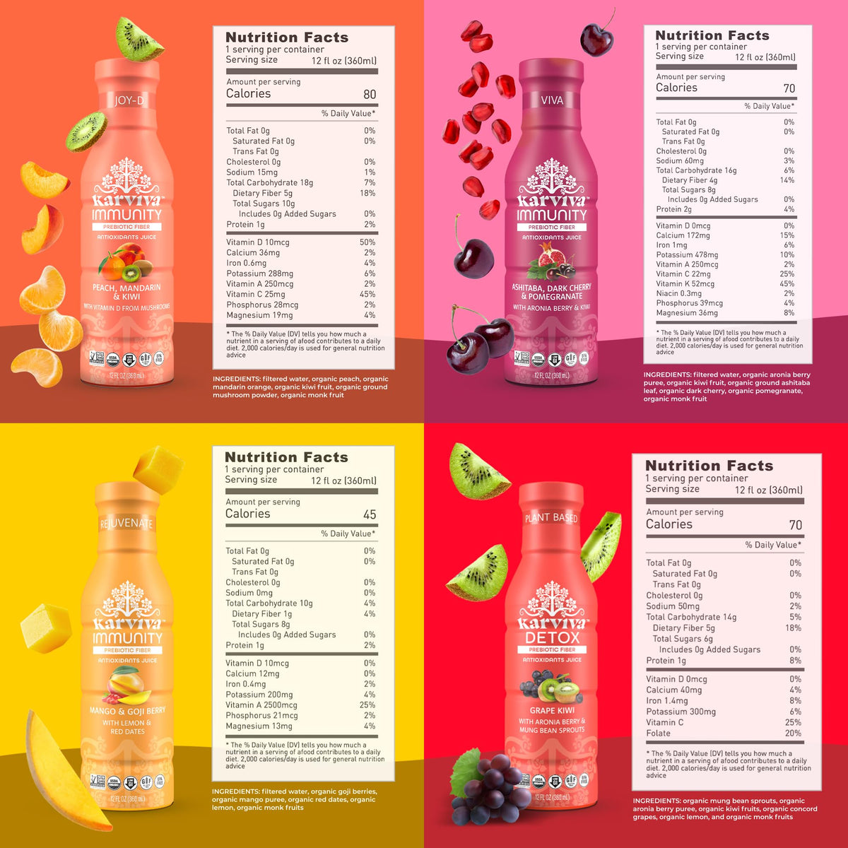 KARVIVA Organic-label close-up underscoring clean, Non-GMO ingredients and absence of sugar.