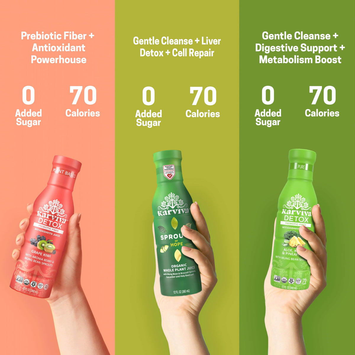 Karviva Pure bottle with aloe and kale supports gentle cleansing and digestion.