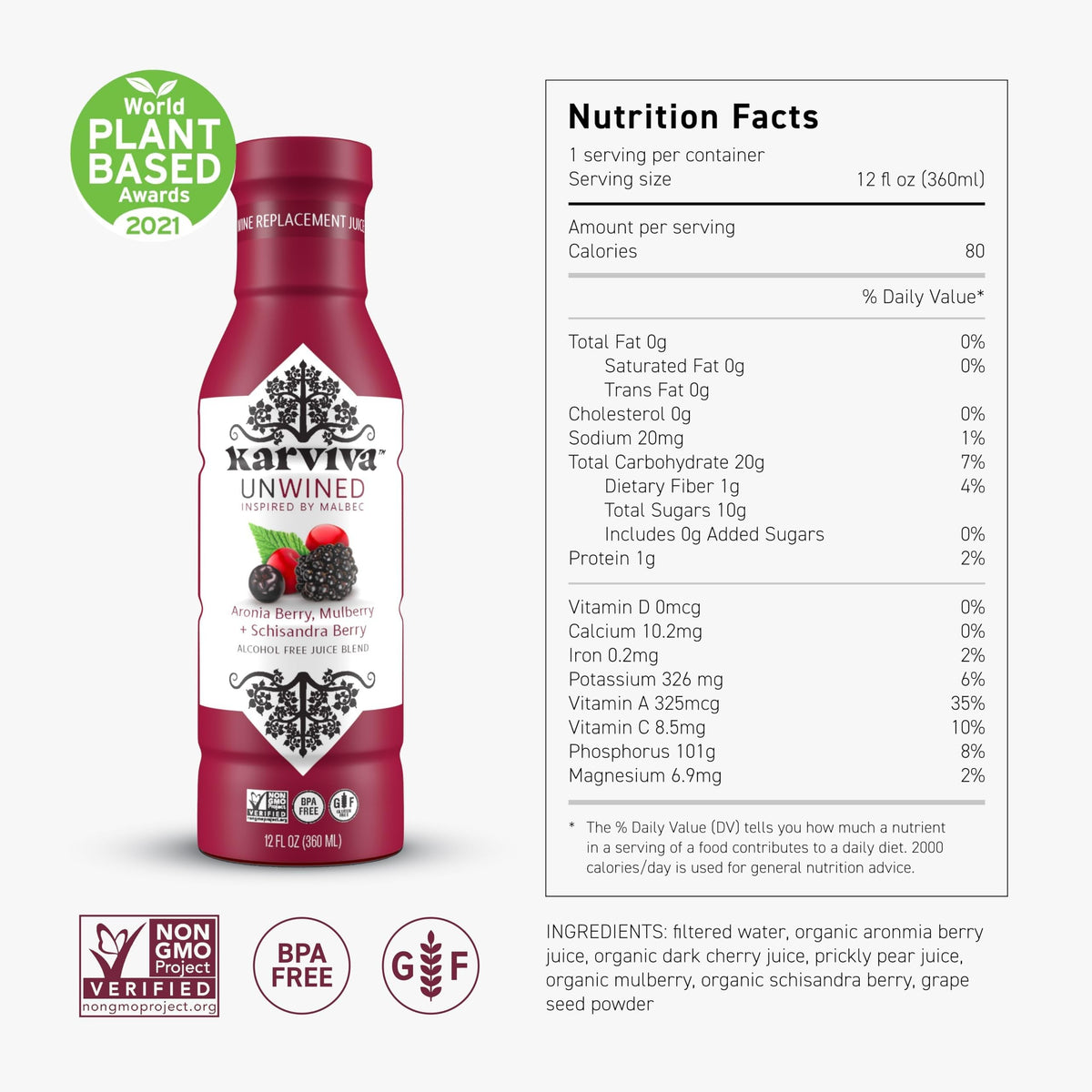 Sulfite-free claim displayed on Karviva Unwined bottle for sensitive guests