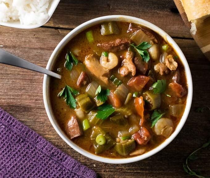 Kary's Gumbo Mix with seafood pairing idea for home cooks