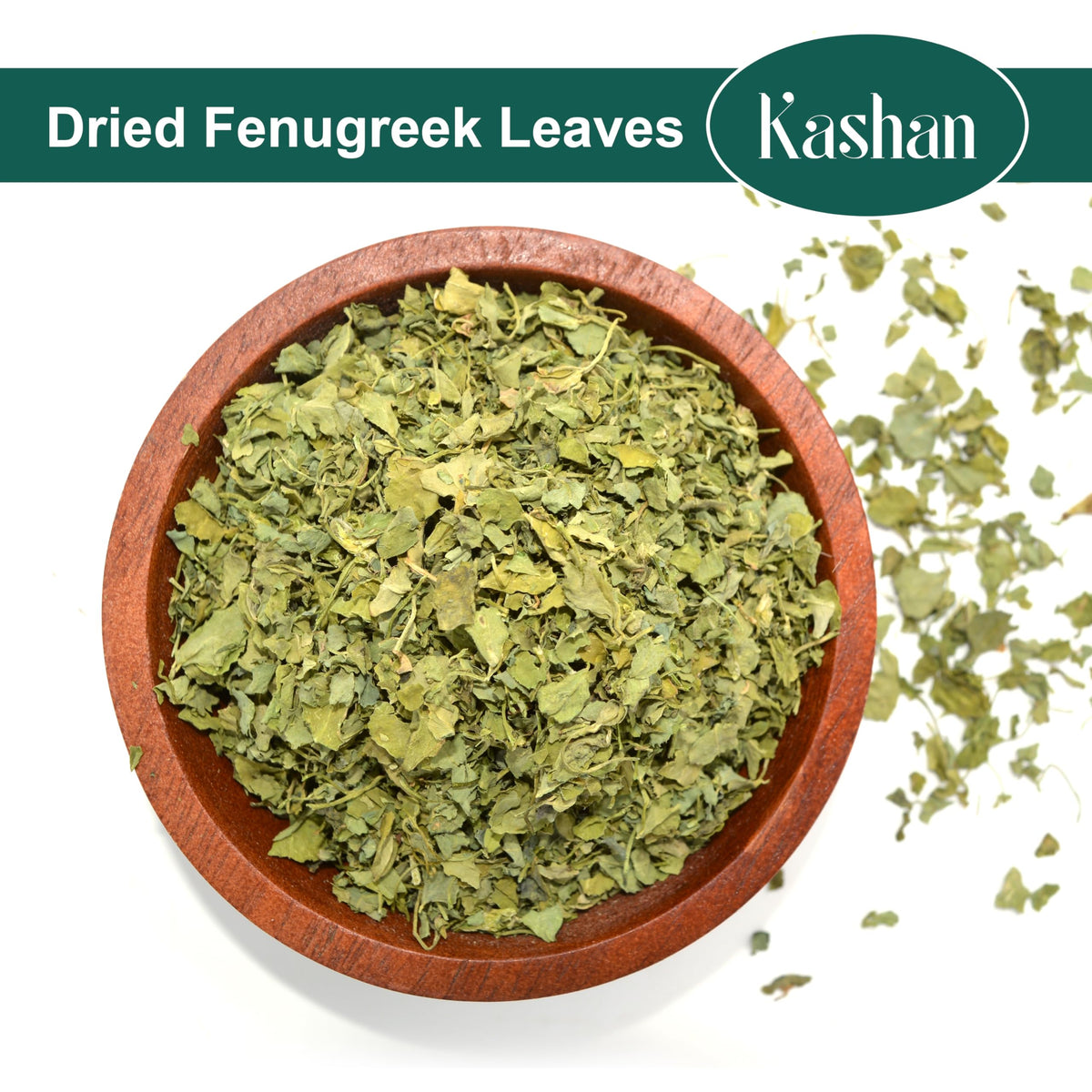 Kashan kasuri methi crushed leaves ready to finish curries with rich aroma.