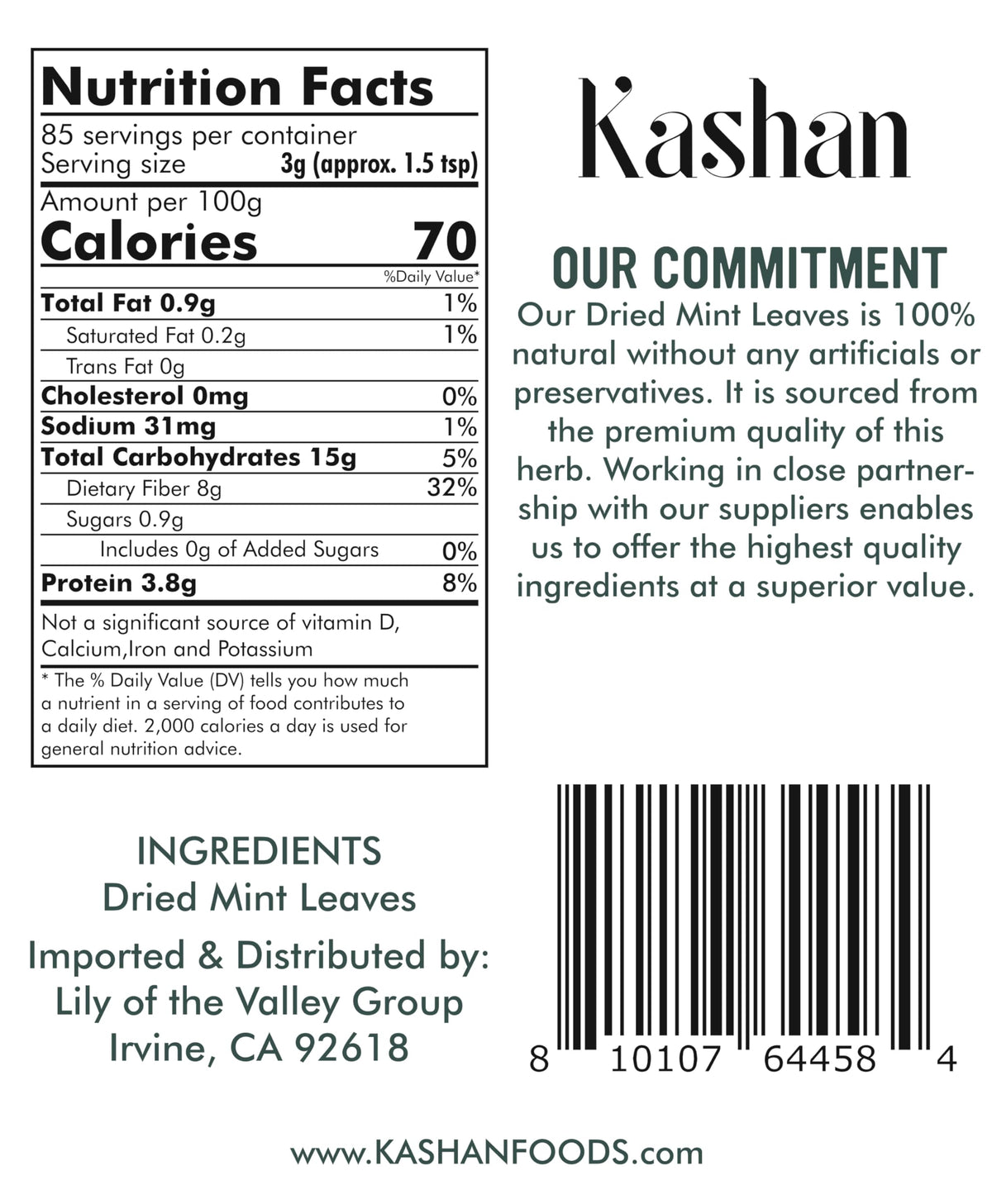 Kashan Mint Flakes aroma note enhances everyday cooking with minty clarity.