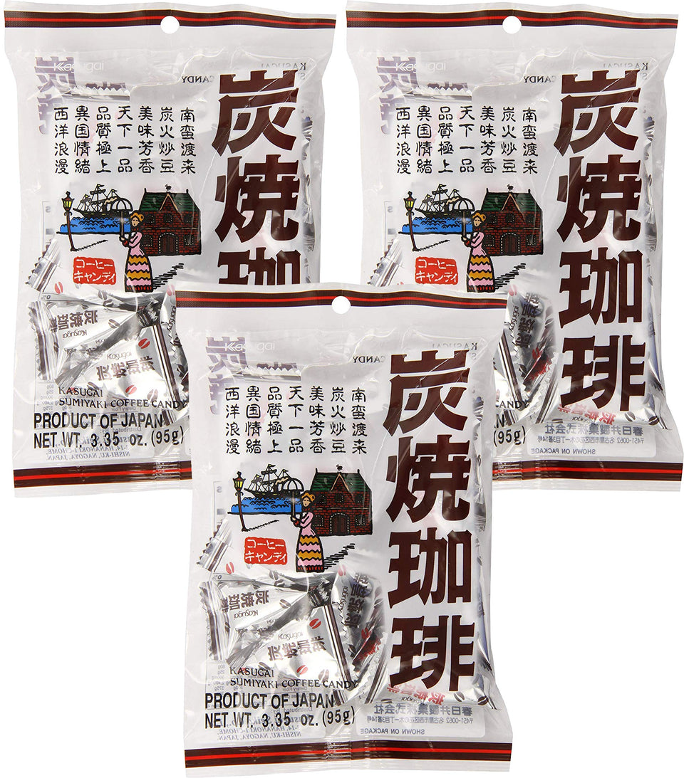 Kasugai Sumiyaki coffee candy 3-35oz pack for a quick caffeine pick-me-up