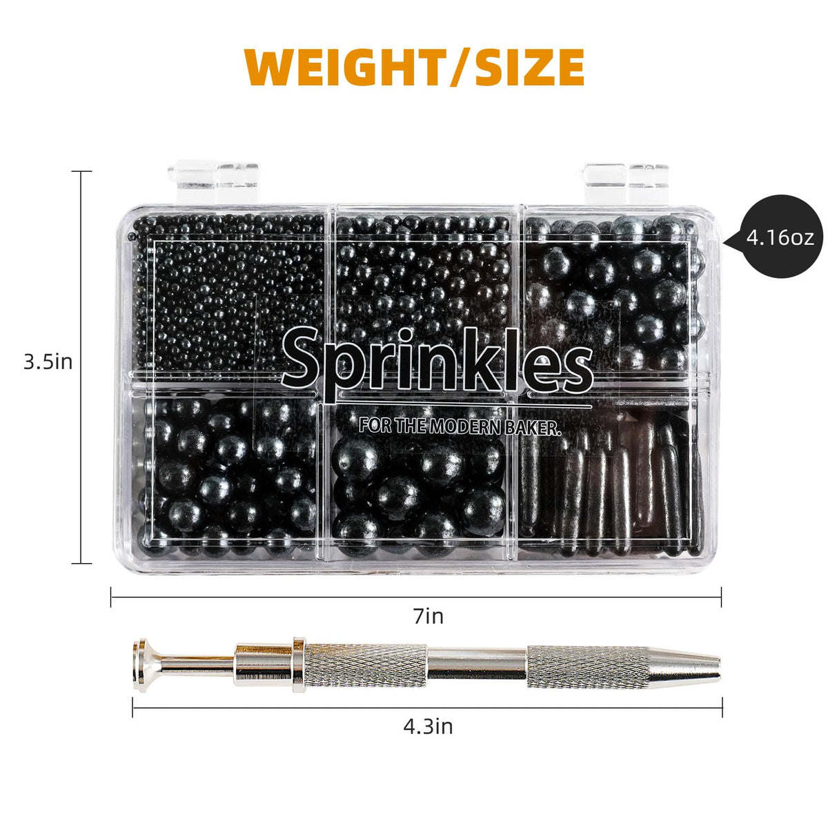 Kasvan black pearls add elegant contrast to cakes.