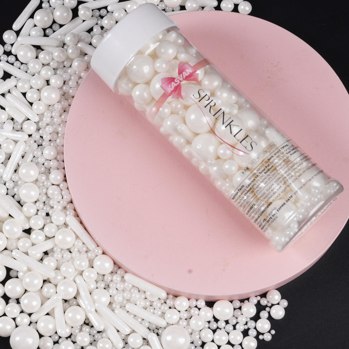 Kasvan pearls decorate cookies for elegant event treats and home baking.