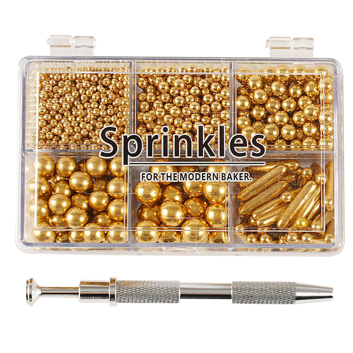 Kasvan Gold Mix Sugar Sprinkles add dazzling sparkle to cakes and desserts.