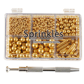Kasvan Gold Mix Sugar Sprinkles add dazzling sparkle to cakes and desserts.