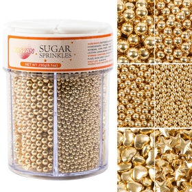 Kasvan Gold Pearl Sugar Sprinkles bottle for cake decorating and gifting