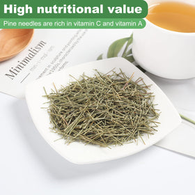 Kasvan pine needle tea being poured from infuser into cup for easy prep.