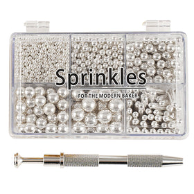 Kasvan Silver Mix Sugar Sprinkles box view for festive cake decorating and gifting.