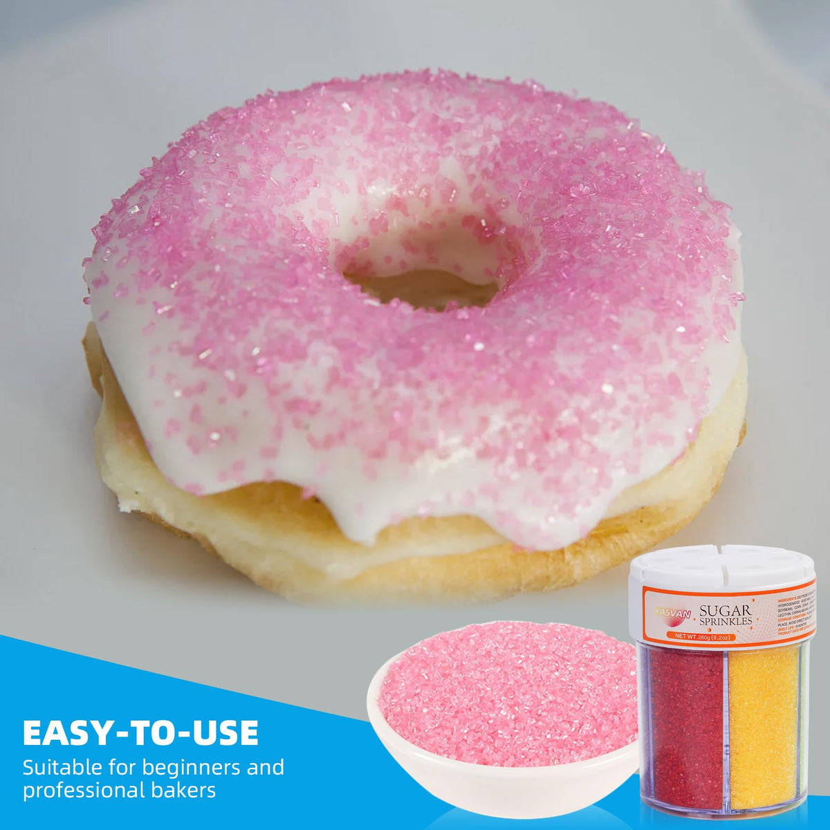 KASVAN sprinkles as ice cream topping with subtle glitter glow.