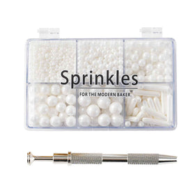Kasvan white sugar pearls bottle with 118g packaging for cake decoration.