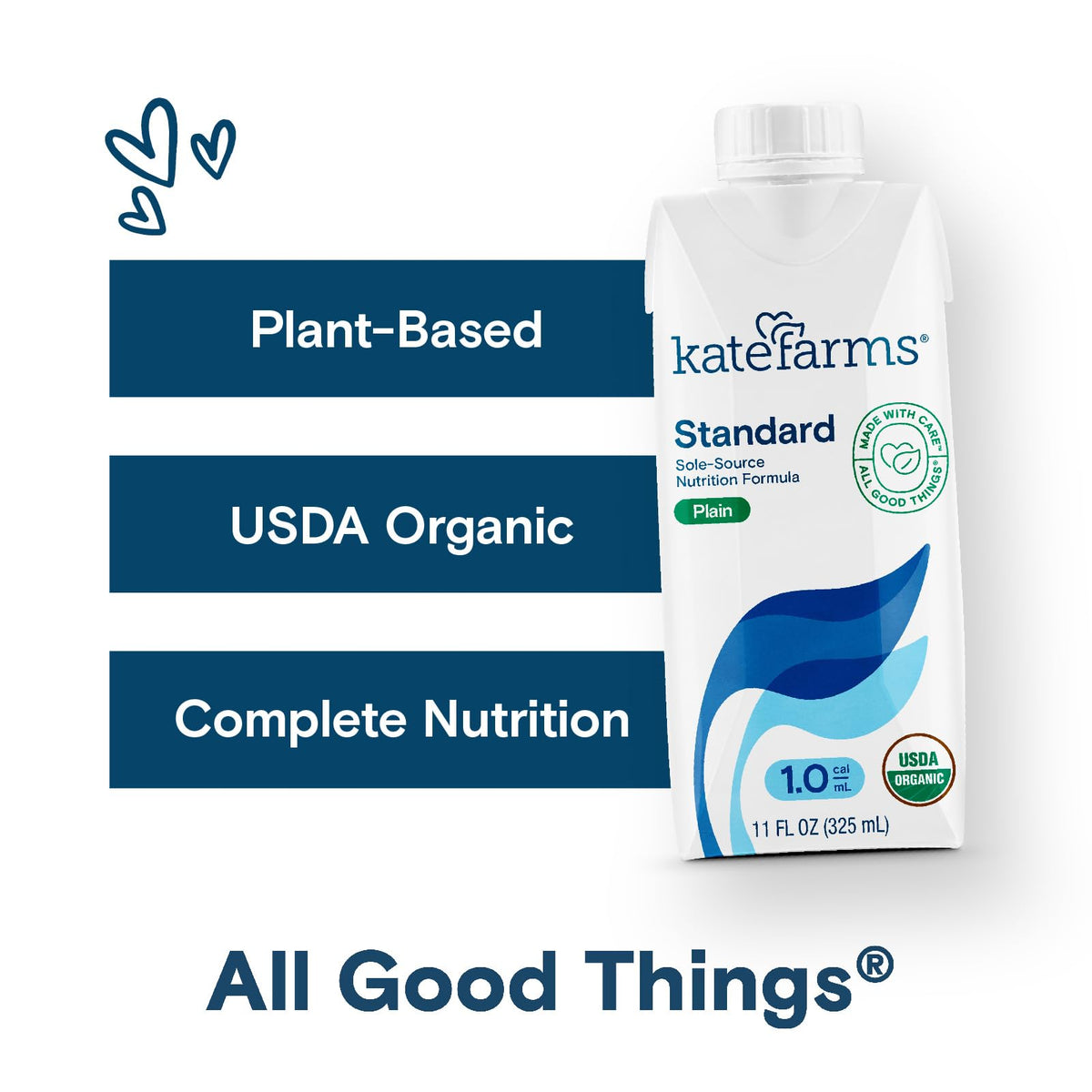 Kate Farms 1.0 chocolate bottle presents rich flavor for quick satisfaction.