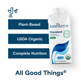 Kate Farms 1.0 chocolate bottle presents rich flavor for quick satisfaction.