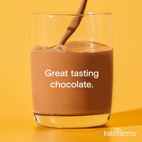 Close-up of Kate Farms Strawberry flavor label highlighting clean ingredients