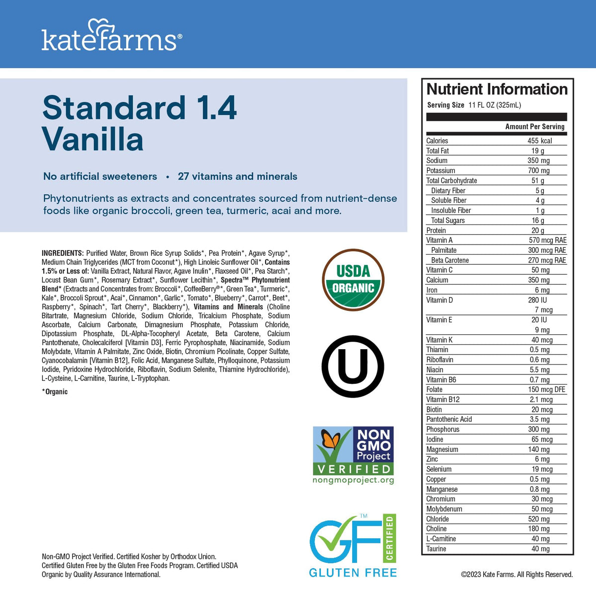 Kate Farms carton close-up underscores organic, vegan, dairy-free formulation
