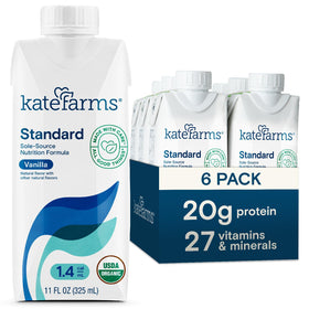 Kate Farms Organic 1.4 Vanilla shake front view highlighting high-calorie meal replacement option