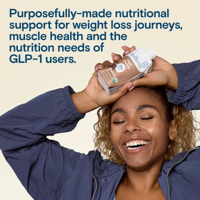 Plant-based pea protein and ingredients shown on the label.