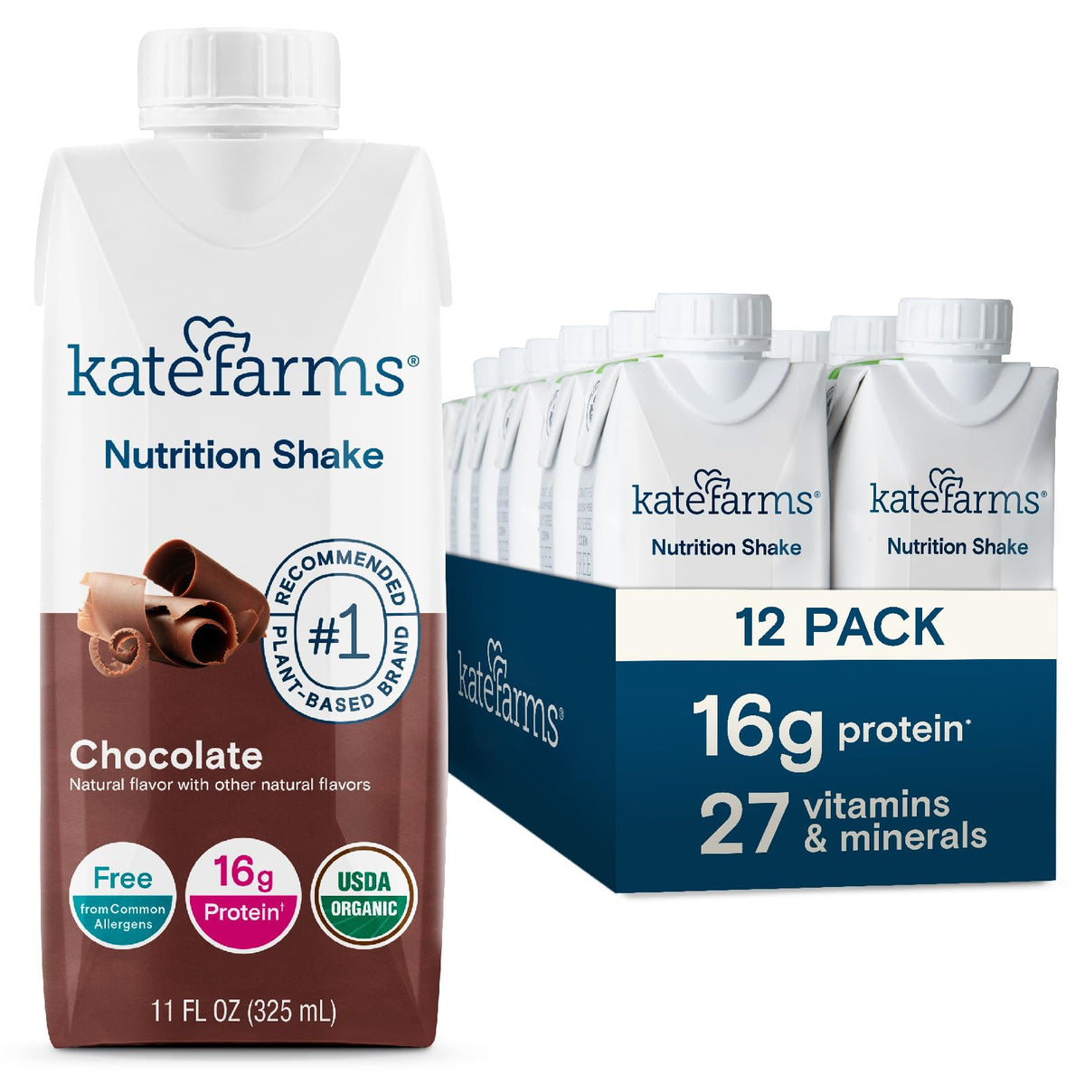 Kate Farms Organic Nutrition Shake Strawberry bottle shows plant-based protein for balanced on-the-go nutrition