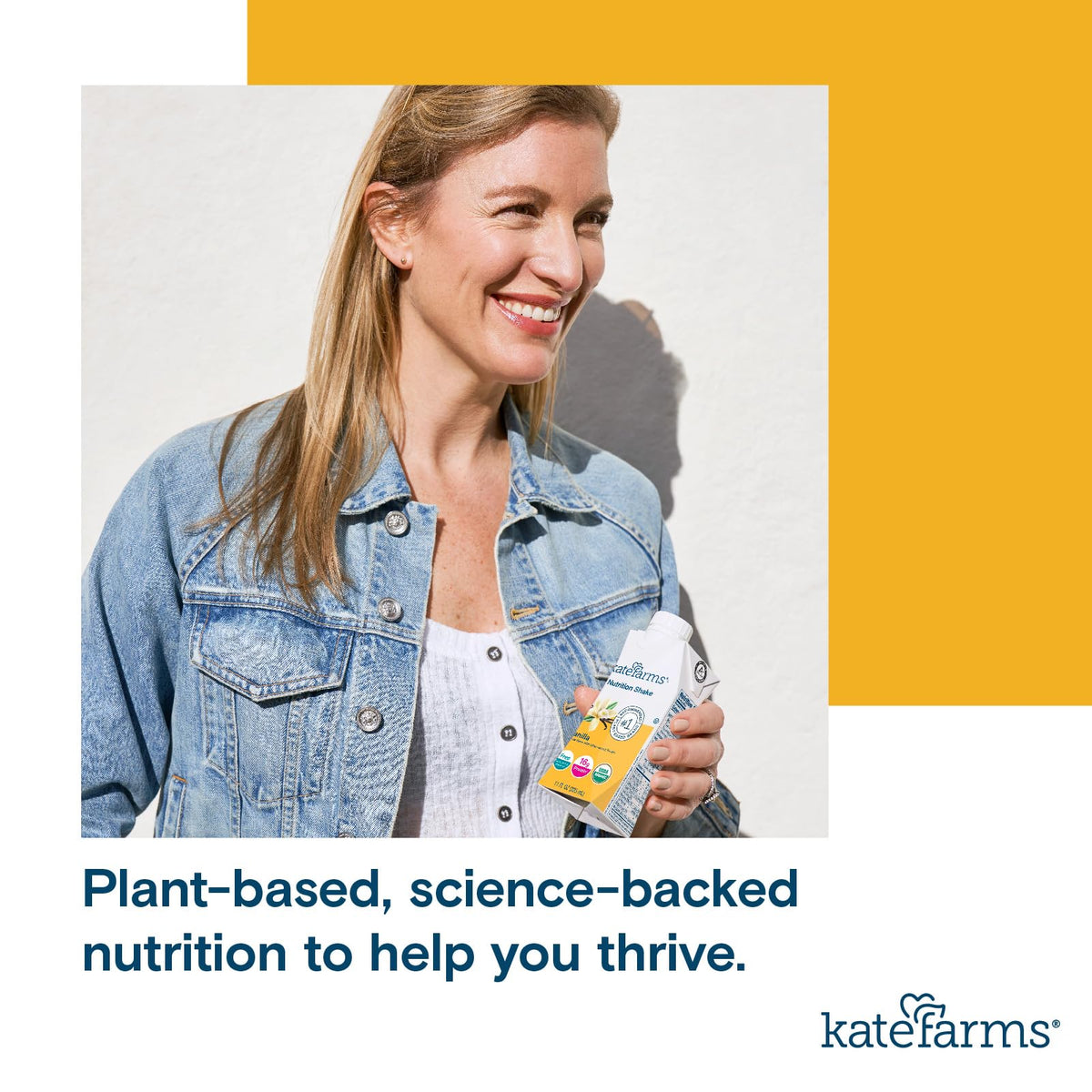 Strawberry Kate Farms bottle with straw offers on-the-go nutrition.