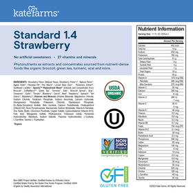 Kate Farms Organic 1.4 shake USDA Organic seal reinforces clean, plant-based formulation