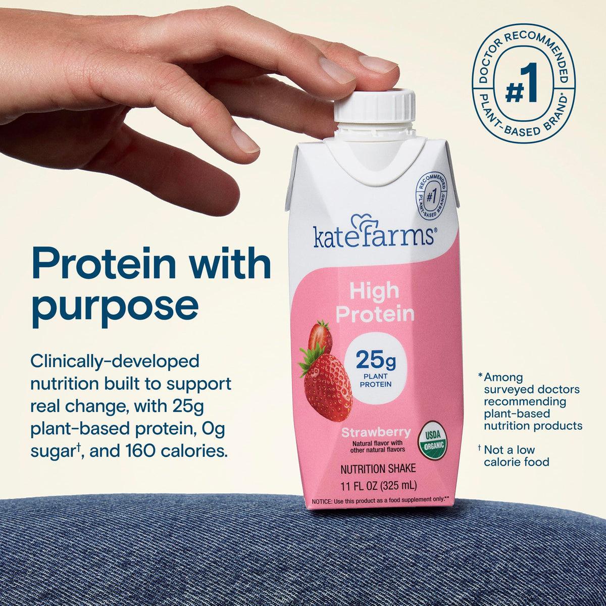 Kate Farms organic shake ingredients highlight the pea protein base and plant-powered nutrients.