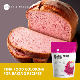 Kate Naturals dragon fruit powder mixed into a pink smoothie