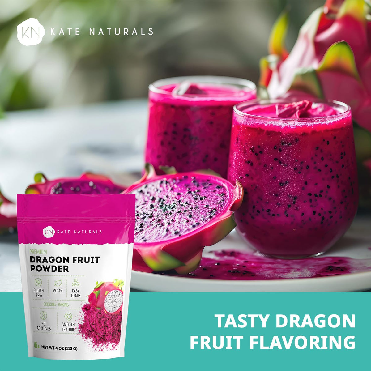 Texture of Kate Naturals dragon fruit powder with dried pitaya highlight