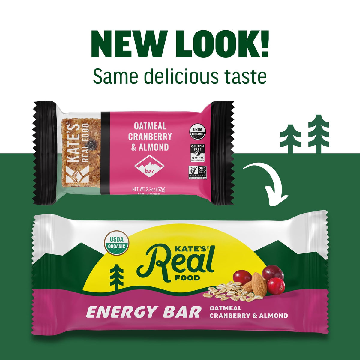 Kate's Real Food bar closeup texture highlighting chewy bite and crunch.