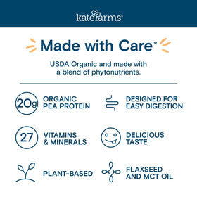 Kate Farms Organic 1.4 six-pack of 11oz cartons, convenient nutrient-dense meal replacement