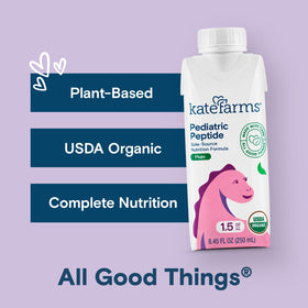 Kate Farms Organic Pediatric Peptide 1.5 label highlighting USDA Organic status