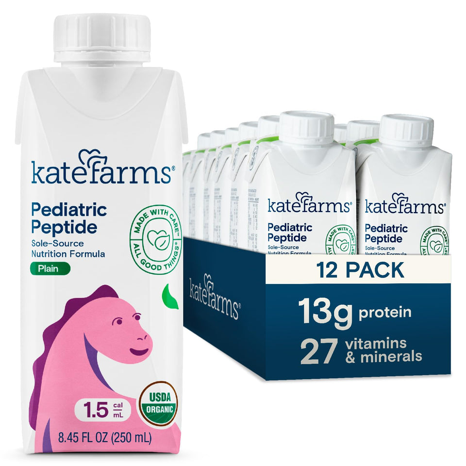 Kate Farms Organic Pediatric Peptide 1.5 plain packaging for easy feeding