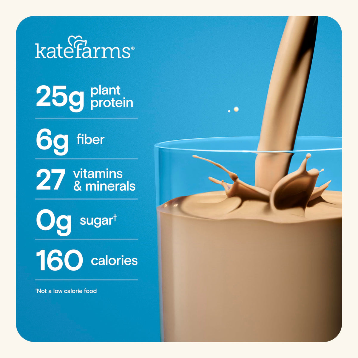 Kate Farms strawberry shake bottle pour offers a dairy-free protein option.