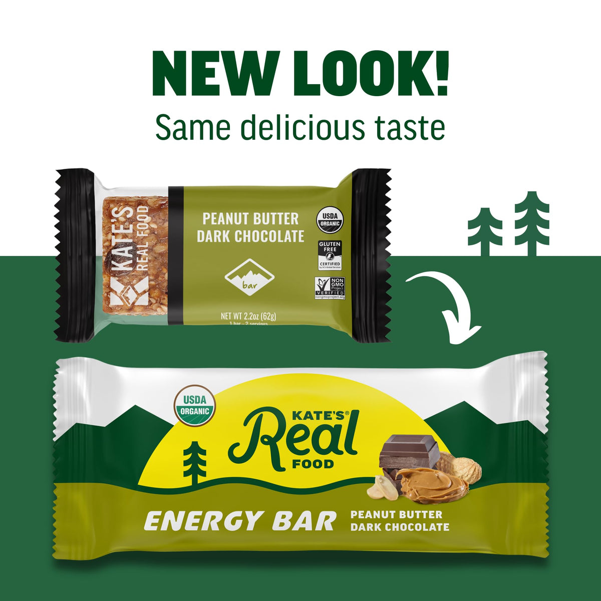 Bulk box of Kate's bars labeled for quick, energy-boosting snacks