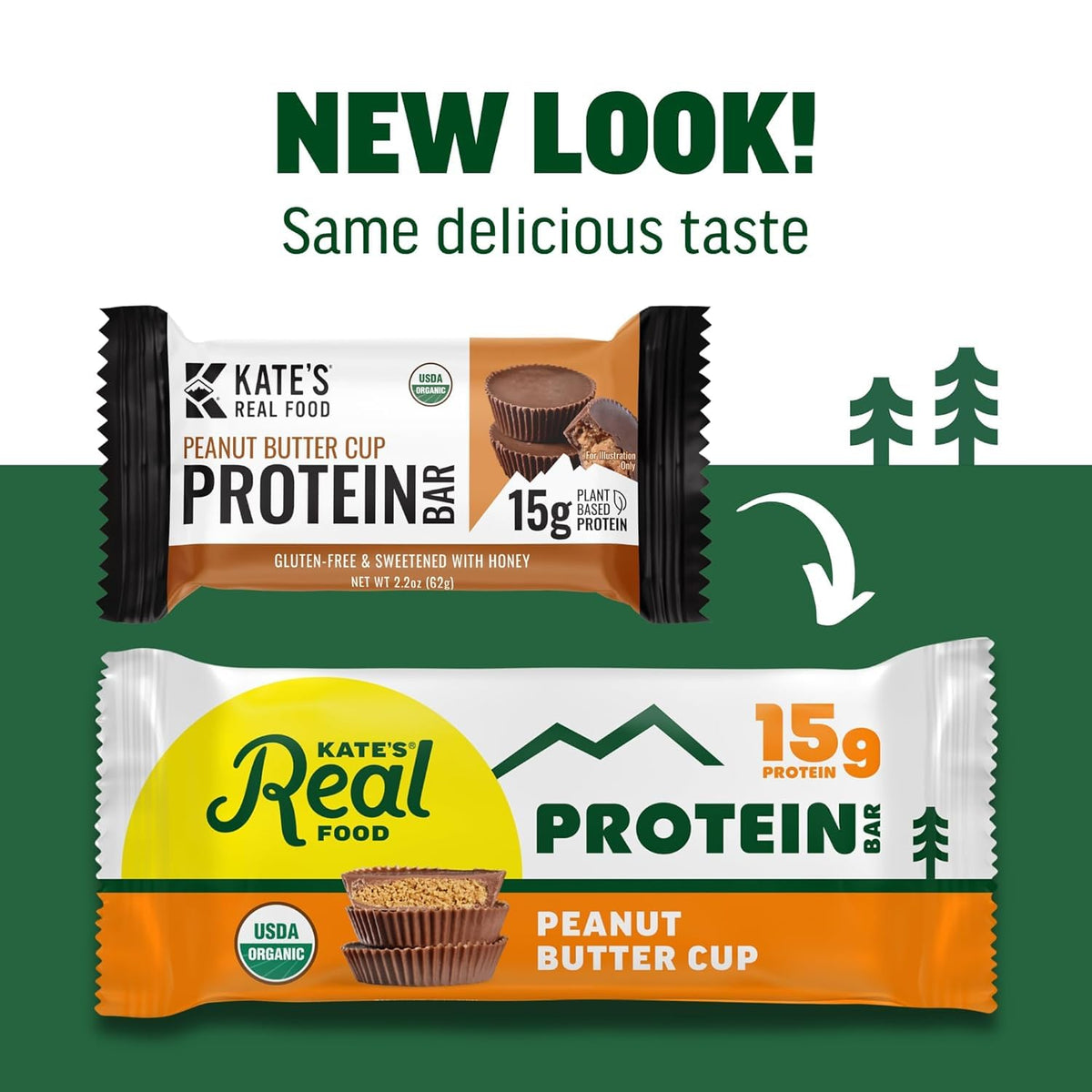 Kate's Real Food gluten-free Non-GMO packaging emphasizes safe snacking.