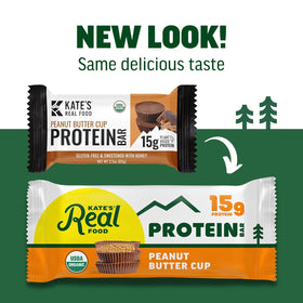 Kate's Real Food gluten-free Non-GMO packaging emphasizes safe snacking.