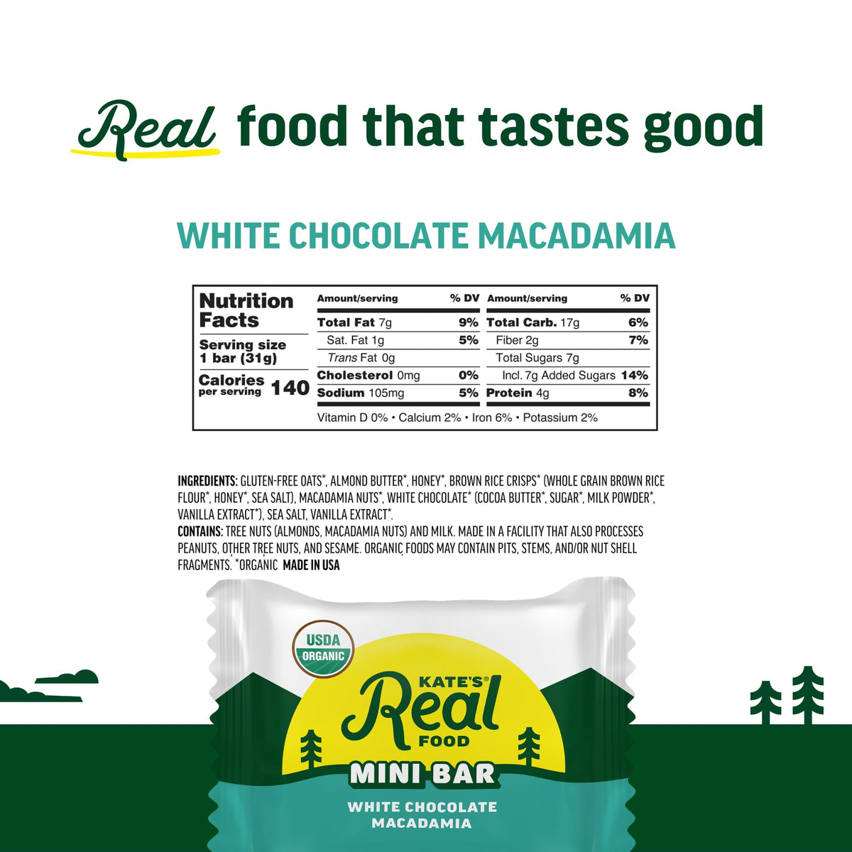 Kate’s Real Food gluten-free bar supports quick, convenient lunches and snacks.