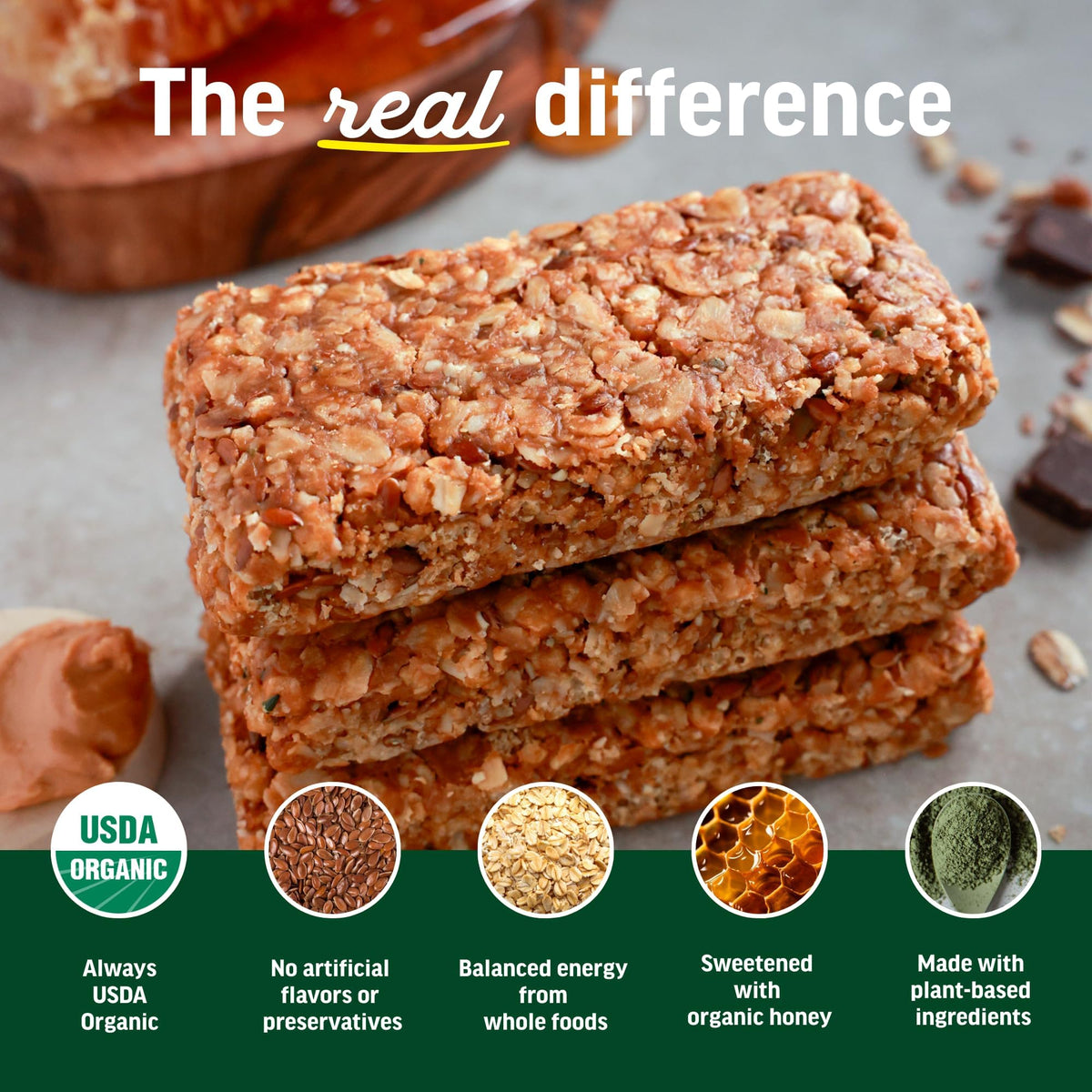 Kate’s Real Food granola bar in backpack for outdoor adventures.
