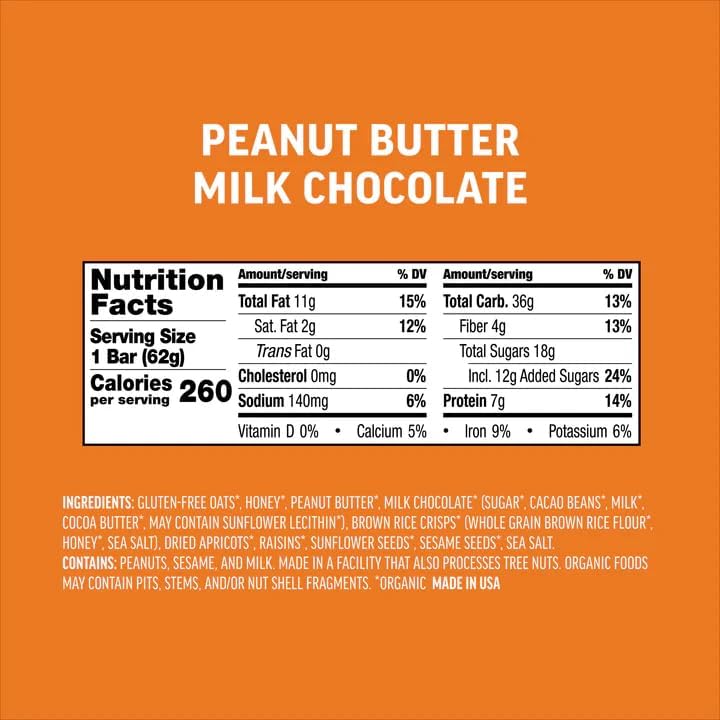 Kate's Real Food granola bar packaging shows kosher and non-GMO labels.
