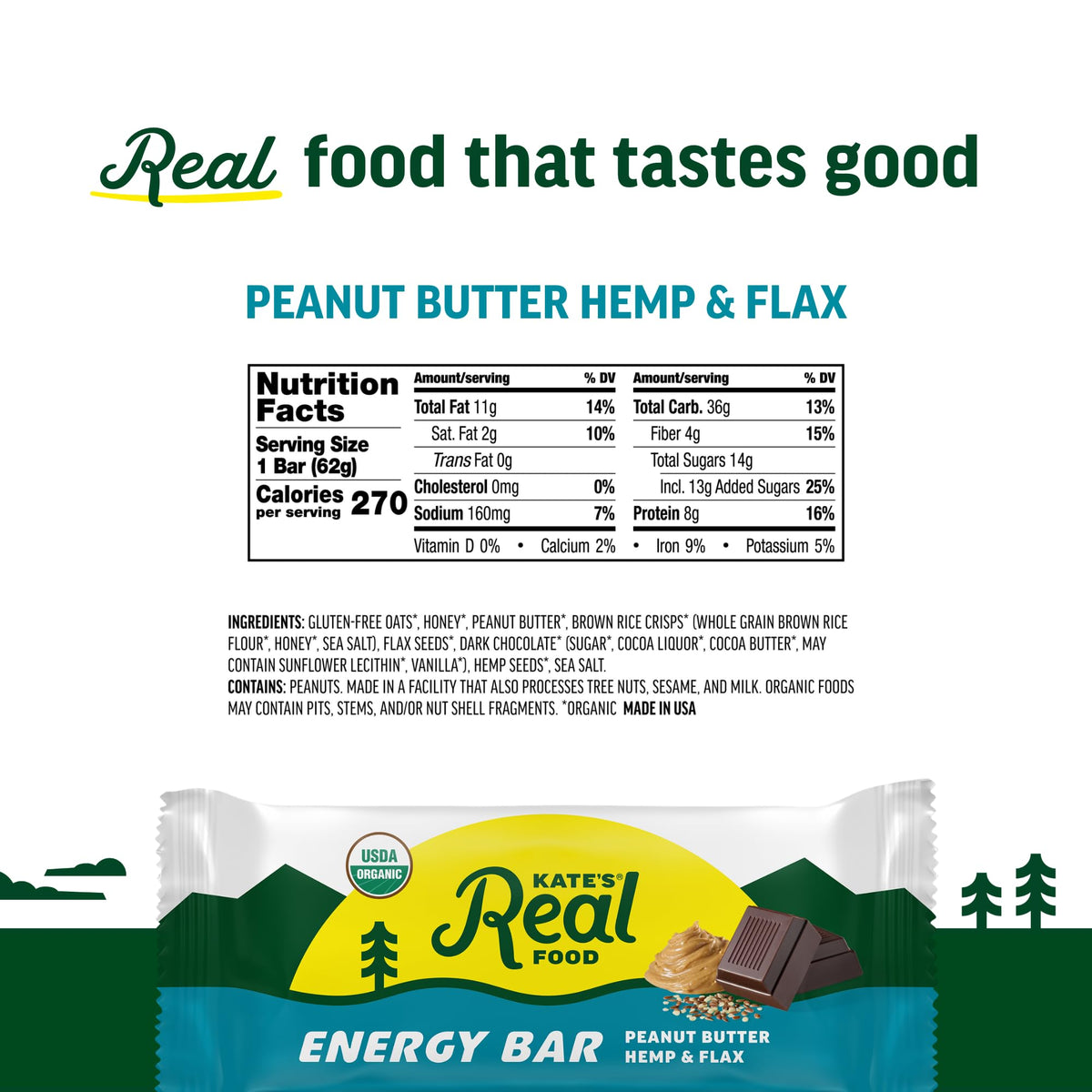 Kate’s Real Food granola bar on trail for nourishment.