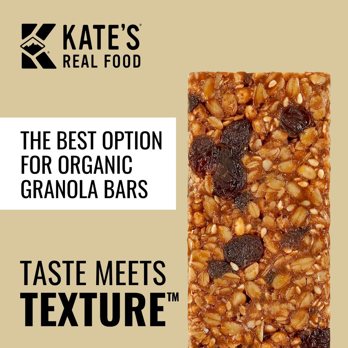Peanut butter milk chocolate detail on Kate's Real Food bar shows protein-packed flavor.