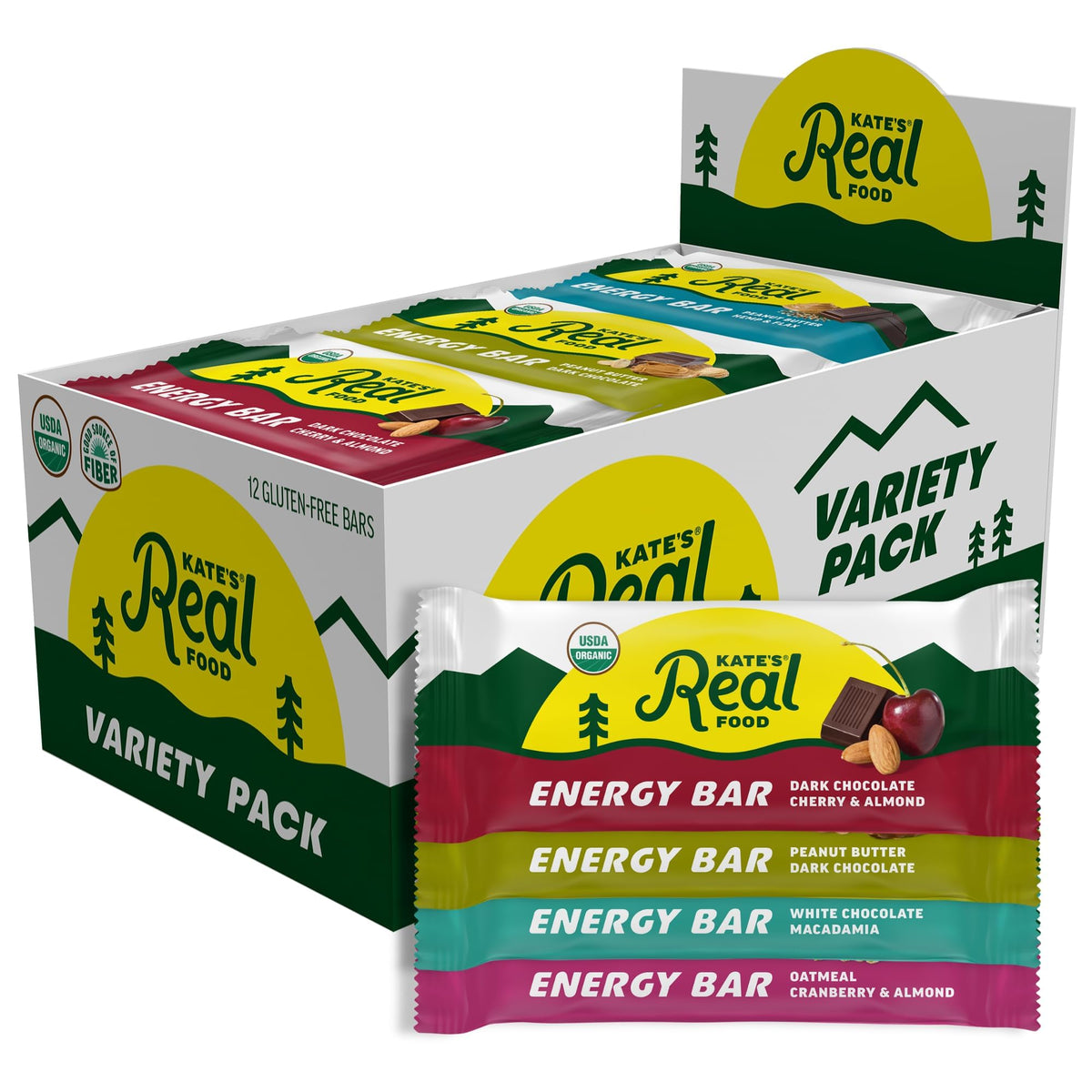 Kate's Real Food granola bars chocolate chip, grab-and-go energy snack.